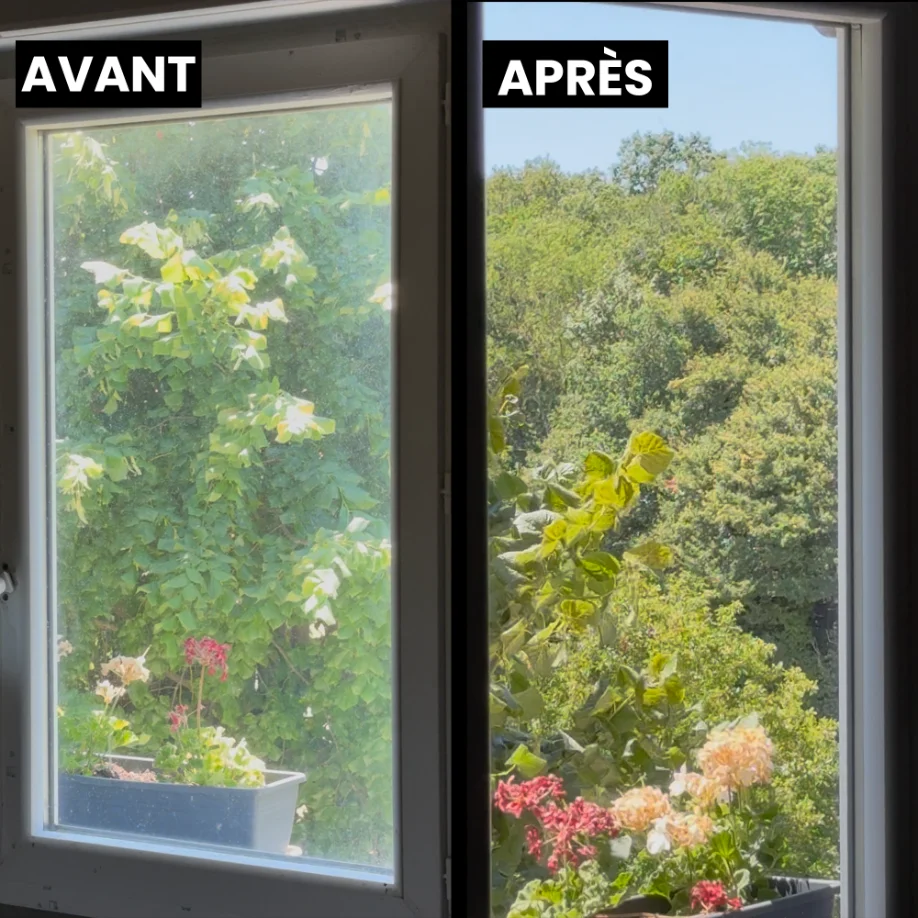 Vitres impeccables après nettoyage professionnel